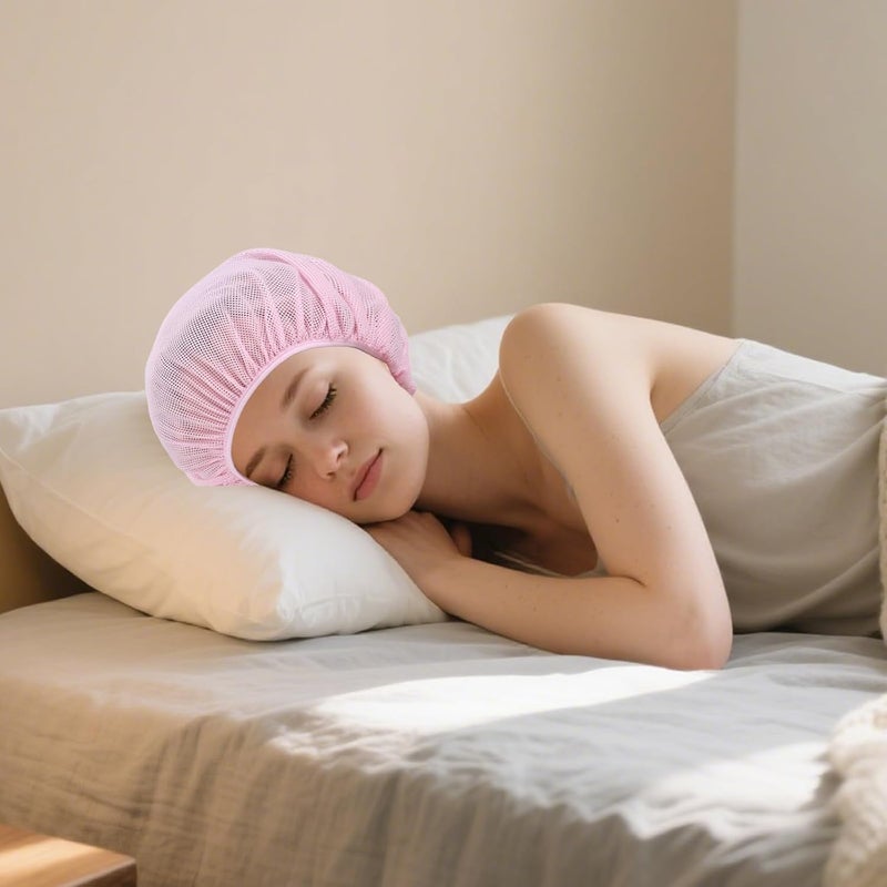 guduling 6pcs Hair Net for Sleeping, Net Plopping Cap for Drying Curly Hair, Elastic Band, Suitable for Drying Hairs, Kitchen, White, Pink, Black - Image 4